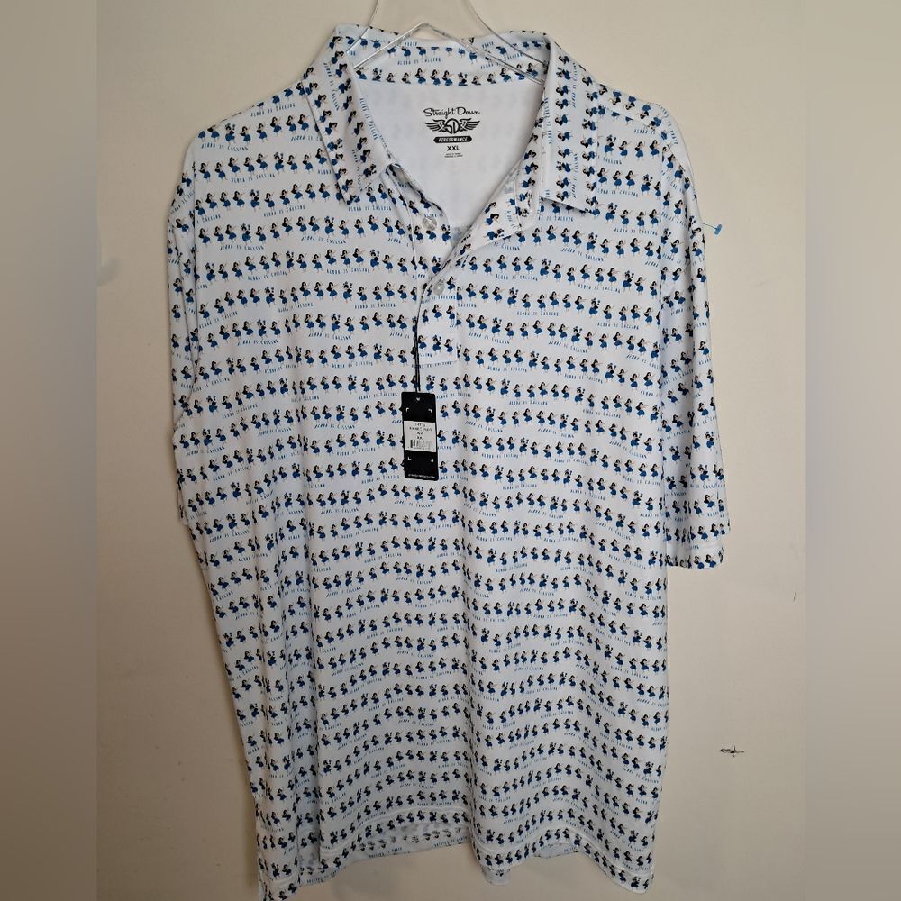 Straight Down Kahiko Polo Hawaiian Luau Dancer Mens NWT Print XXL